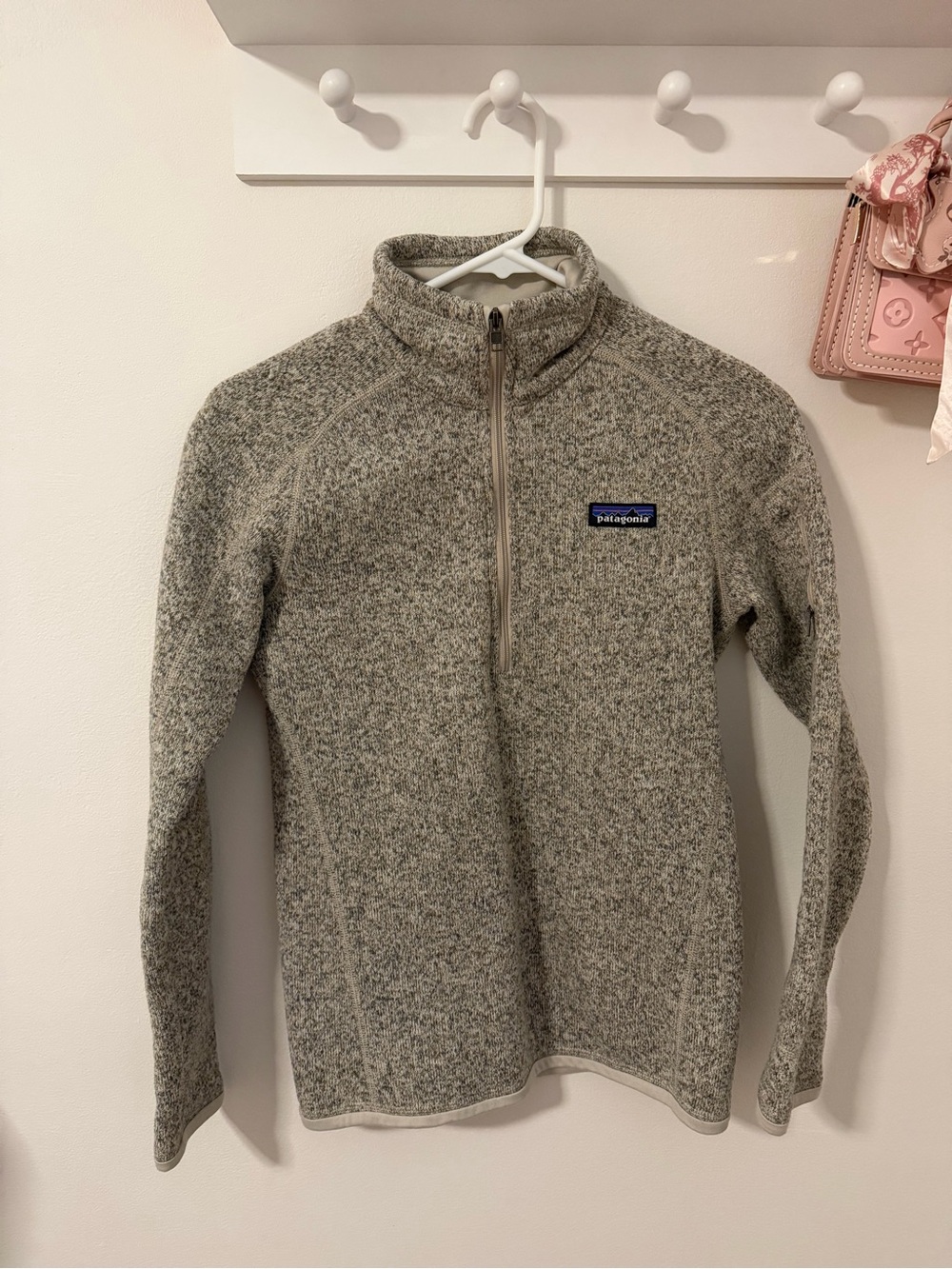 Patagonia Cream and Heather Gray Sherpa Fleece Jacket